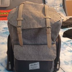 Eddie Bauer First Adventure Places & Spaces Black & Gray Backpack Diaper Bag