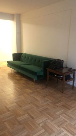 ​CB2 Emerald Green 100% Cotton Velvet Sofa – Parisian Style