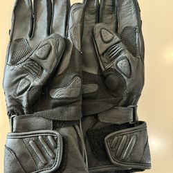 New Men Black Leather Motorcycle Gloves 