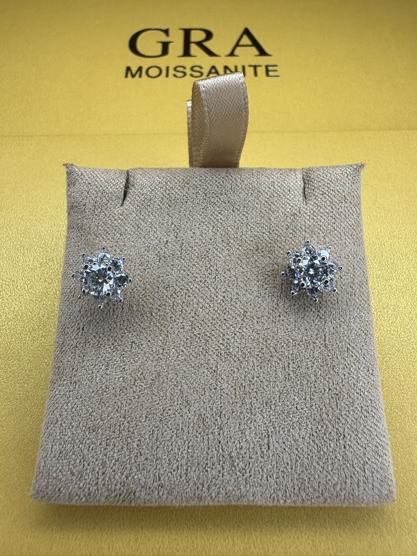 Moissanite Snowflake Earrings – 4.0mm 0.6ct Total, S925 Silver, GRA Certified VVS1