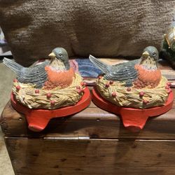 2 Bird Christmas Stocking Holders 