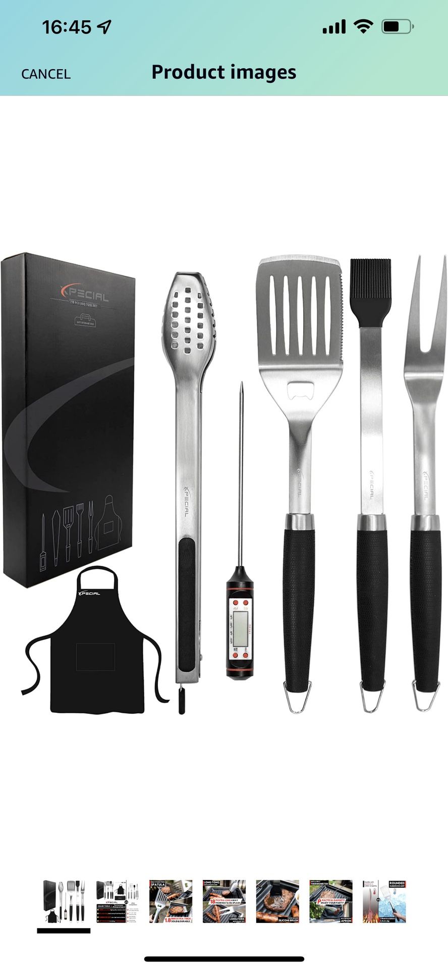 Large BBQ Tool Set - Longer & Thicker Heavy Duty Grill Tools, 18inch Stainless Steel Grilling Utensils Accessories with Rubberized Grips Spatula, Fork
