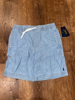 Ralph Lauren blue linen shorts with drawstring waistband size youth Large