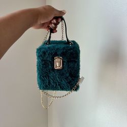 Furry Teal Clutch 