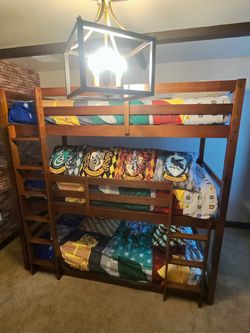 Solid Wood Triple Bunk Bed