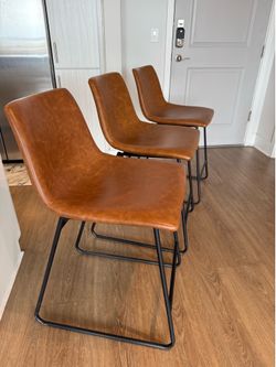 3 Leather Barstool Chairs