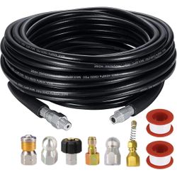Sewer Jetter Kit 100FT for Pressure Washer, 5800PSI Drain Cleaner Hose 