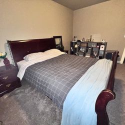 100% solid cherry wood queen size sleigh bed. price negotiable