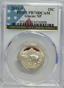 🔥 PR70DCAM 🔥 2011-S National Parks Glacier Quarter PCGS PR70DCAM #98 Transparent Pricing