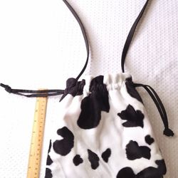 Faux Cowhide Small Drawstring Pouch Crossbody Purse With Tassels $6