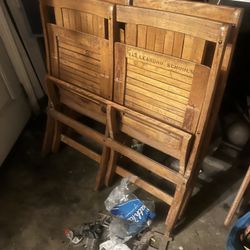 Antique Slat Double Folding Chair