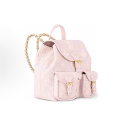 LOUIS VUITTON BACKUP Letter Embossed Magnetic Buckle Flip Open and Calfskin Backpack Women's Pink(151)89