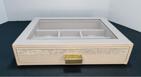 Jewelry case glass velvet with rhinestones sparkles