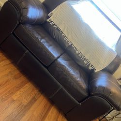 Brown Leather Sofa With Love Seat 