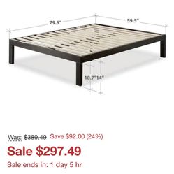 Queen Sized Bed Platform With Black Headboard