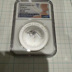 2025 Australia 1 Oz Silver Kangaroo NGC MS 69