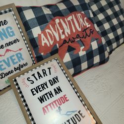 Camping/ Cabin Pillows And Pictures