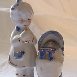 Hungarian Porcelain Girl With Carriage
