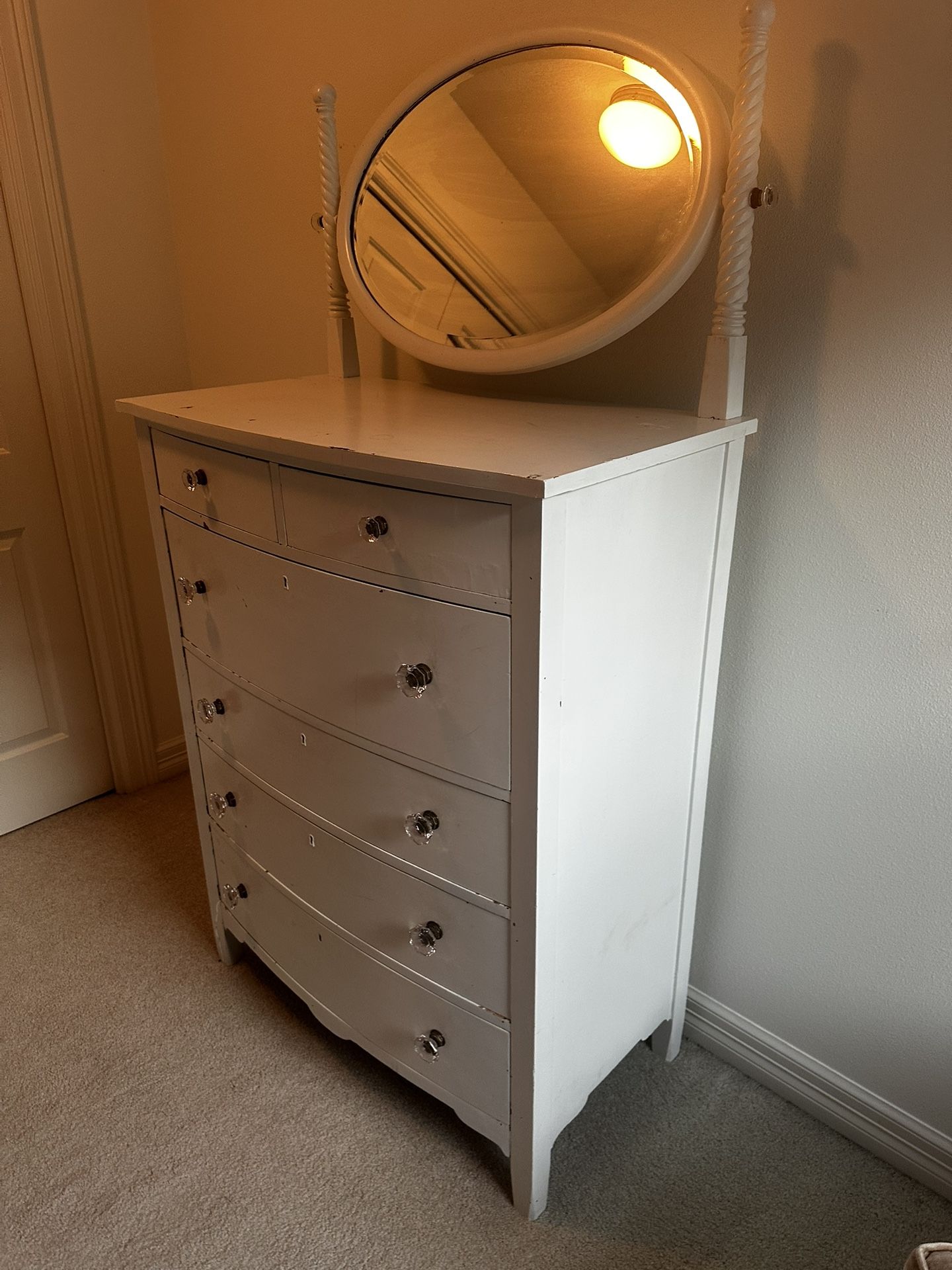 Antique White Wood Dresser