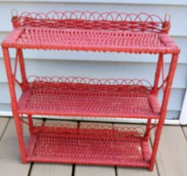 Red Wicker Wall Shelf 19"X18"X6"