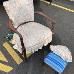Antique Chair W Ottoman