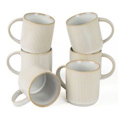 FAMIWARE Coffee Mug Set for 6, 12 oz Catering Mugs Cup Set with Handle for Coffee, Tea, Cocoa