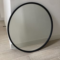 30” round mirror black trim modern contemporary wall