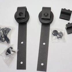 Open Box 72 Inches Indoor J-strap Single Barn Door Hardware Kit Black