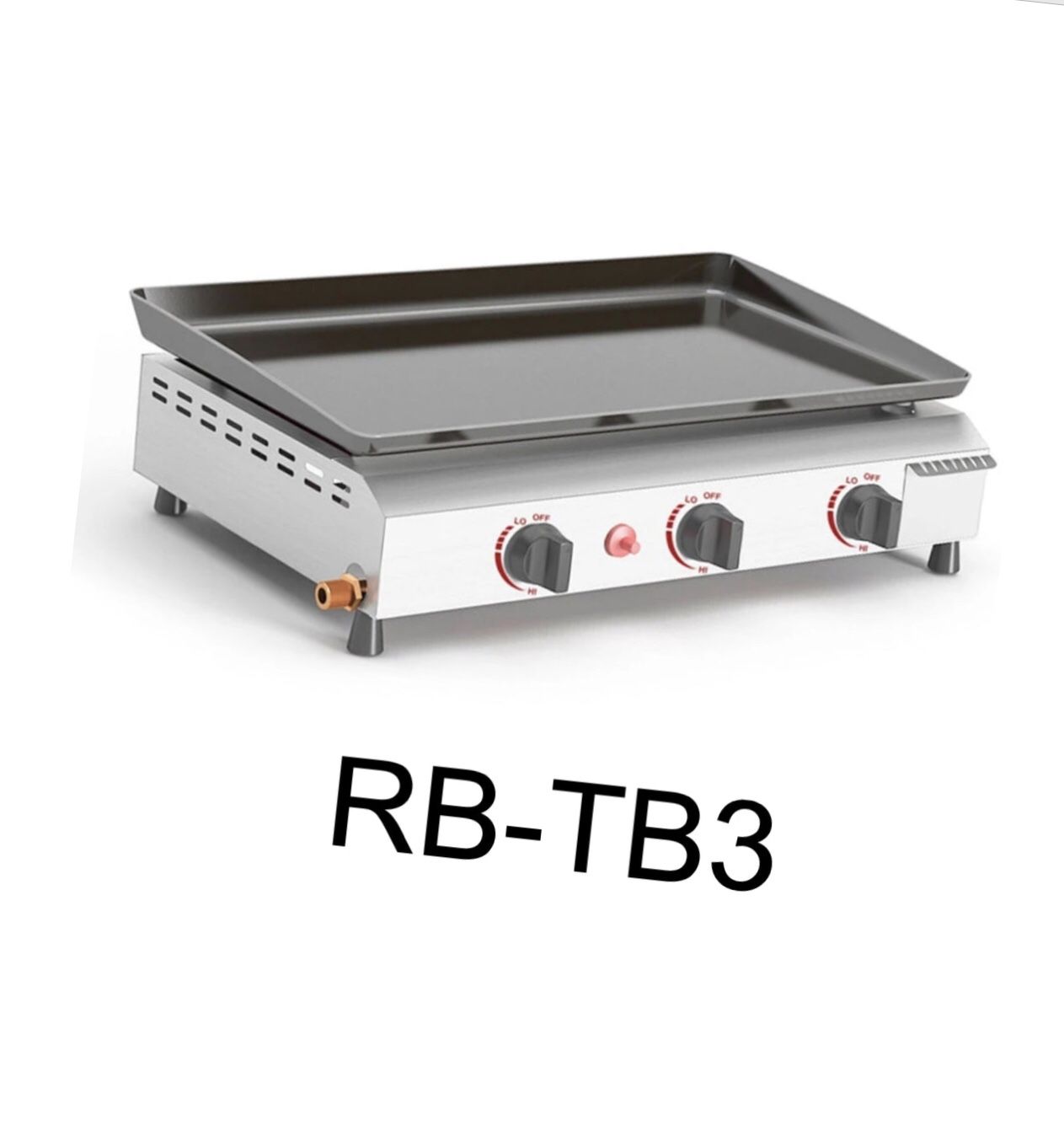 Portable 3Burners Gas Grill in Silver with Griddle Flat Top W Hose