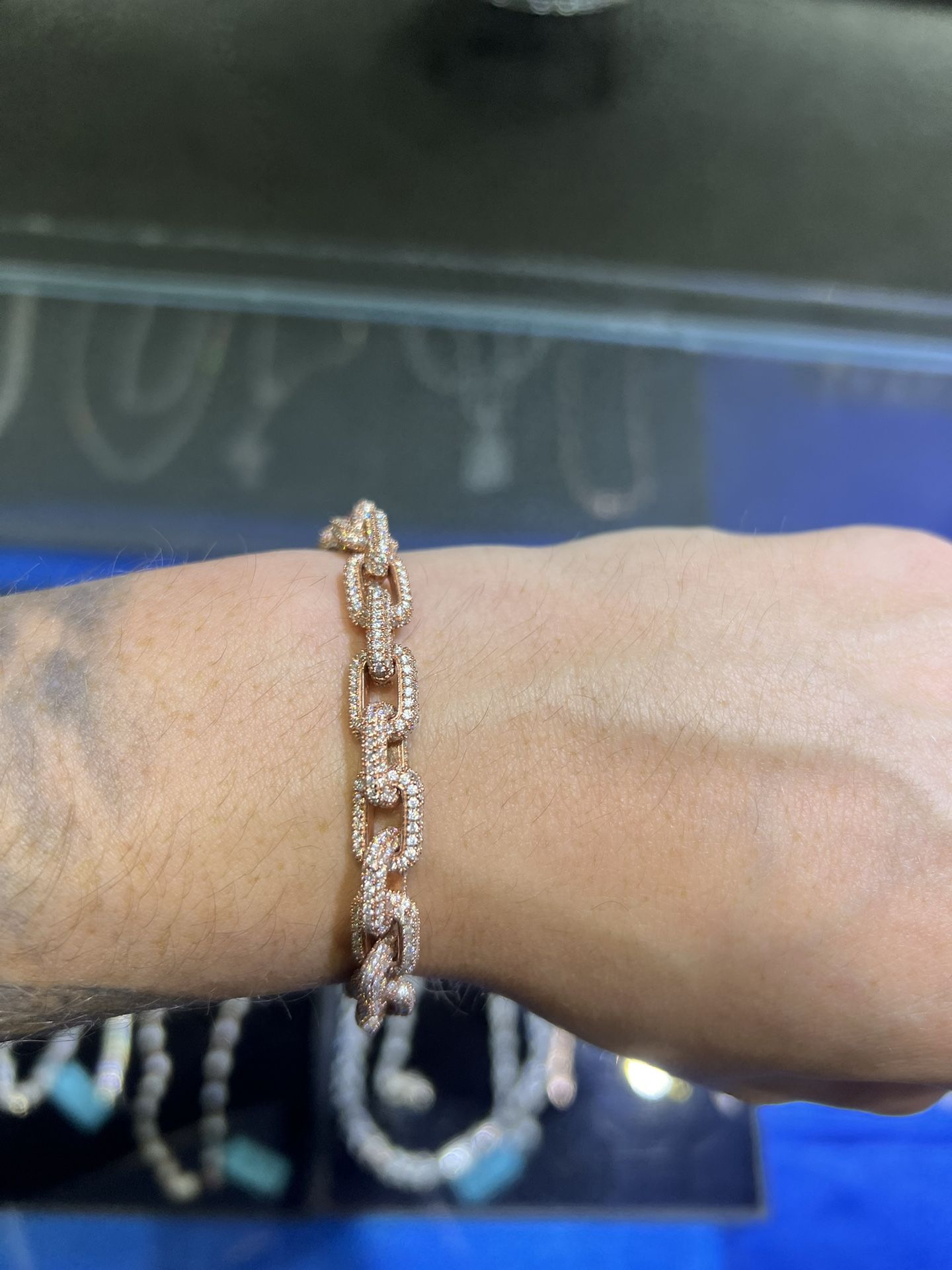 Rose gold moissanite Hermes link bracelet