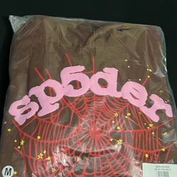 Sp5der brown web hoodie