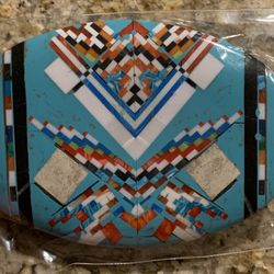 Turquoise And Other Gem Stone Inlaid Belt Buckle