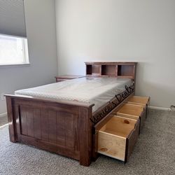 Twin Solid Wood Bed With 3 Drawers And Memory Foam Mattress $640