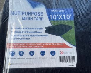 10ft x 10ft Multi-Purpose Black Mesh Tarp / Malla Sombra