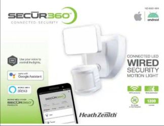 SECUR360 Lumens LED Motion Sensor Wi-Fi Connected Voice Activated Wired Single Head White Outdoor Security Flood Light