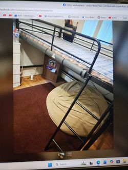 Junior Metal Twin Loft Bed With Guard Rails
