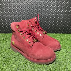 Timberland Red Suede Limited Edition Size US 2.5 Kids Boots Nubuck Gum Bottom