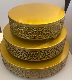 3 Pack Cake Stands, Metal Cake Stands-Gold