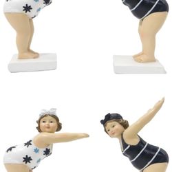 Vintage Beach Bather Decorative Figurine Collection Retro Swimsuit Design Resin (KI250706 (3.2IN*2.2IN*4.5IN))