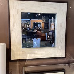 2 Tone Square Mirror W/ Black Frame & Ivory Tile Accents  SKU  1VP4PU