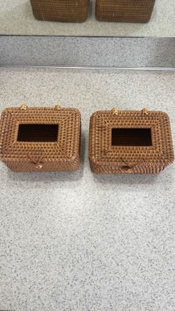 hand-woven rattan tissue box covers