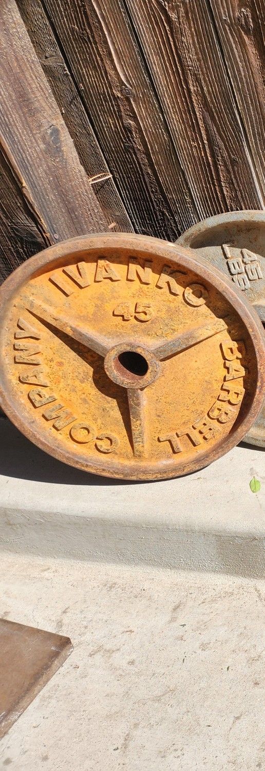 Ivanko Rusty 45lb Olympic Plate Classic Vintage 