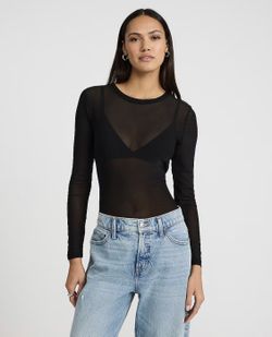 Black Sheer Full Sleeve Top