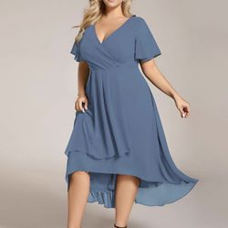 Ever Pretty Ruffles Sleeve Pleated Wedding Guest Dress