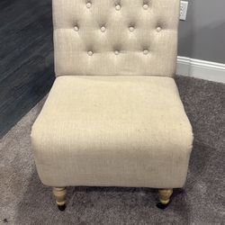 2 Tufted Tan Chairs 