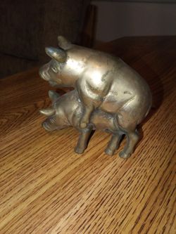 Solid Brass Pigs Porking