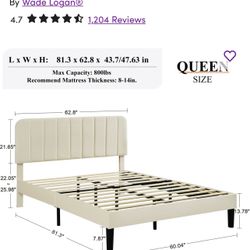 New Queen Bed frame, In Box