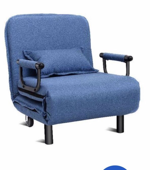 Convertible Sofa Bed Folding Blue Arm Chair Sleeper Leisure Recliner Lounge Couch New