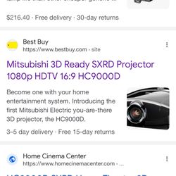 Mitsubishi Home Theatre Projector HC 9000D-used In Good Condition!