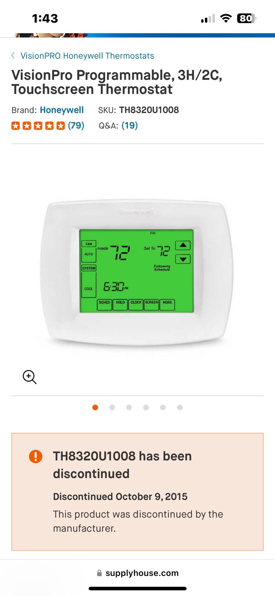 Honeywell Vision Pro Programmable 3H/2C Touchscreen Thermostat